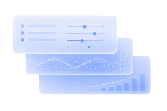 Illustration of calculator panels showing cover sliders and premium charts